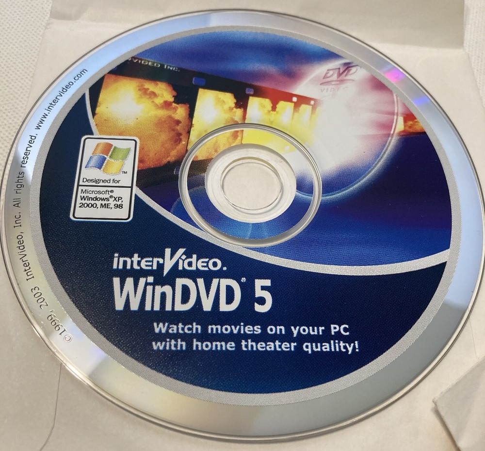 InterVideo WinDVD 5 CD For Windows 98, XP, 2000, ME with Serial Number