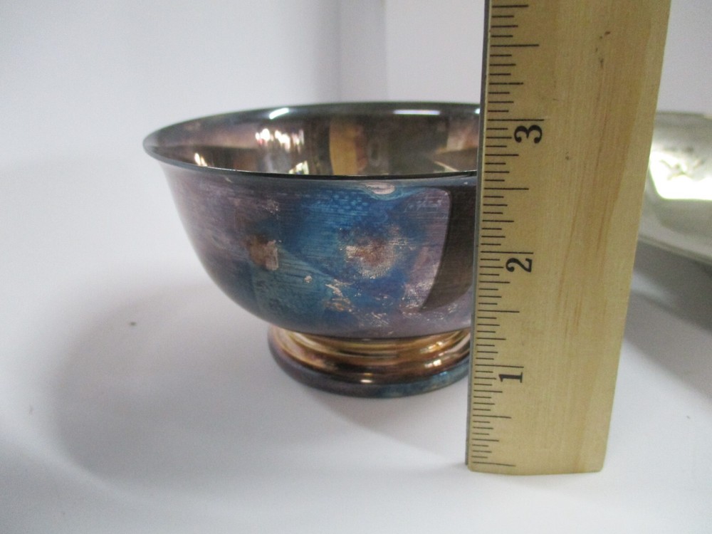 Small Silverplate Bowl and Metal Tray