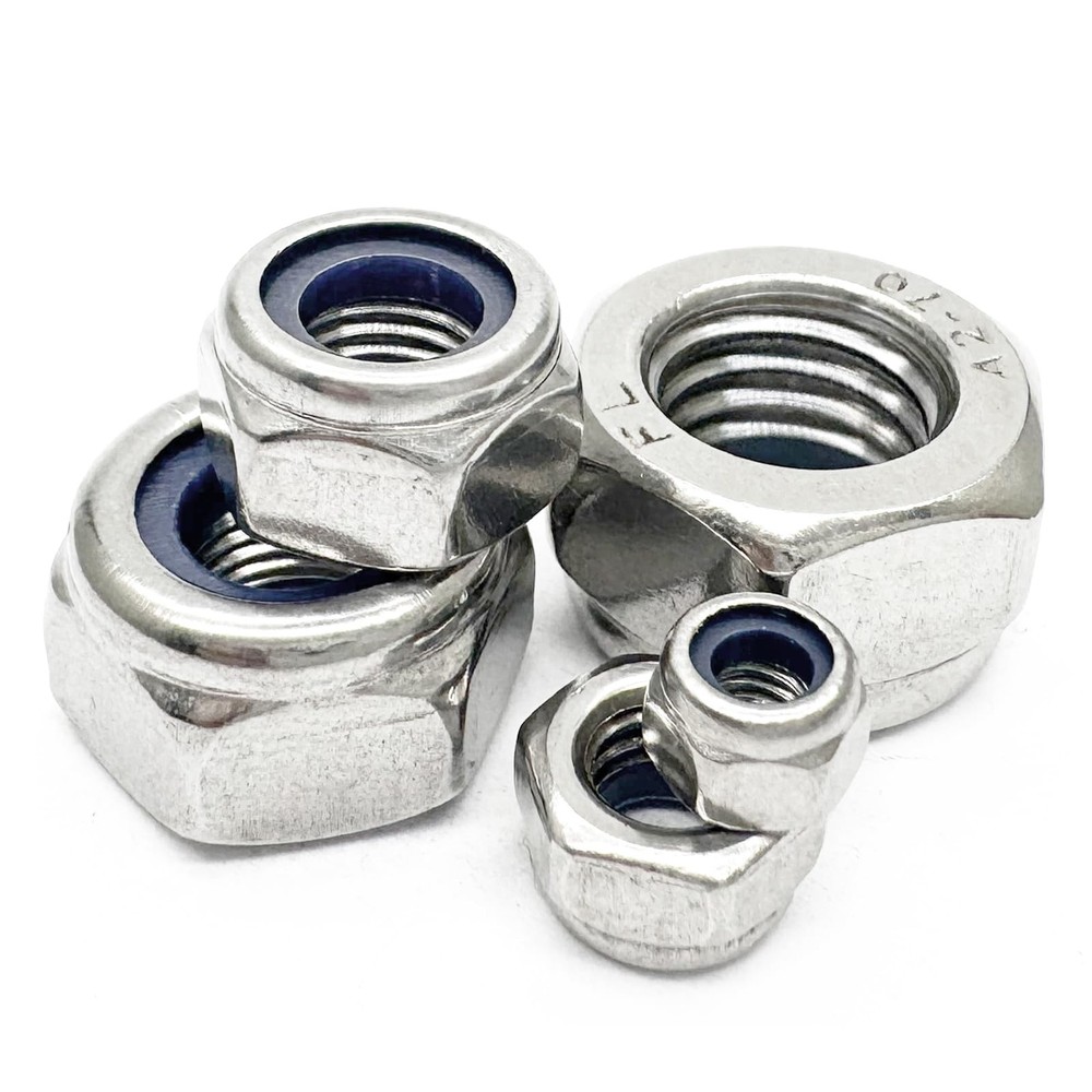 2pcs M16x1.5mm Nylon Insert Locknuts,Fine Thread Hex Nuts,304 Stainless Steel...