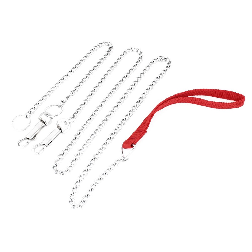 Dog Red Hand Pulling Lead Stainless Steel Trigger Hook Chain Leash 1.64M Length