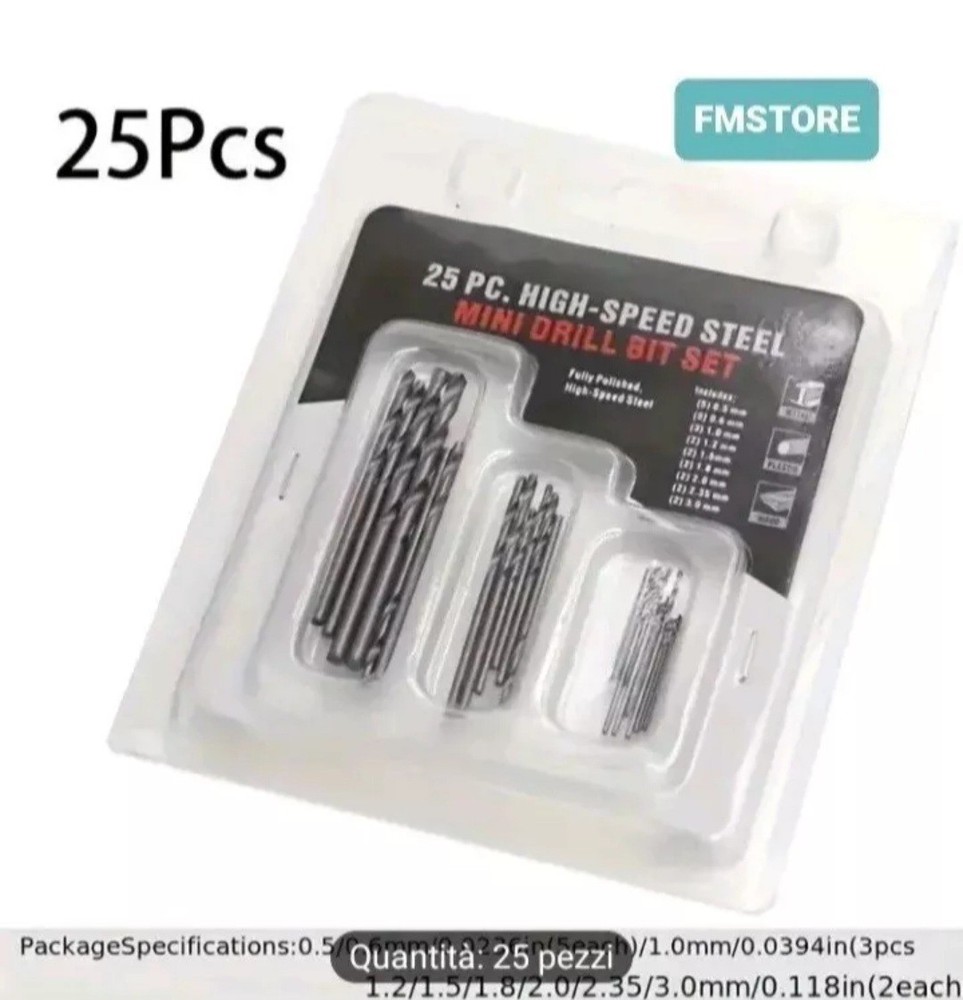Kit 25 Mini HSS Drill Bits (0.5->3.0mm)