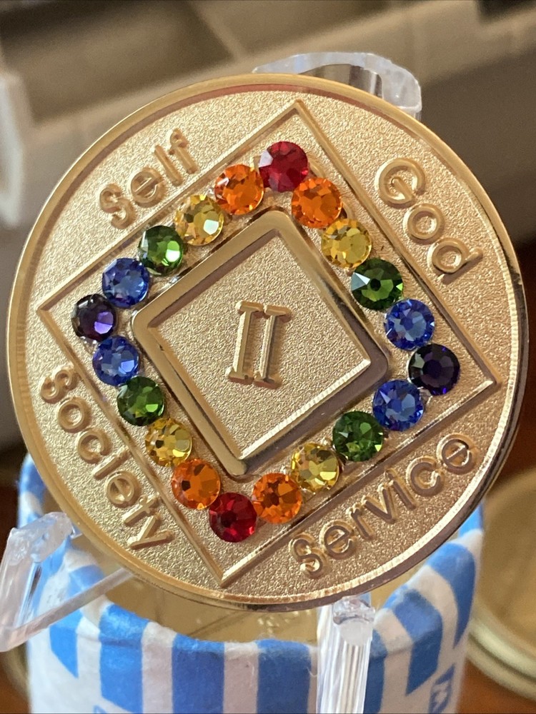 2 Year NA Clean Time Chip Rainbow Crystal Medallion