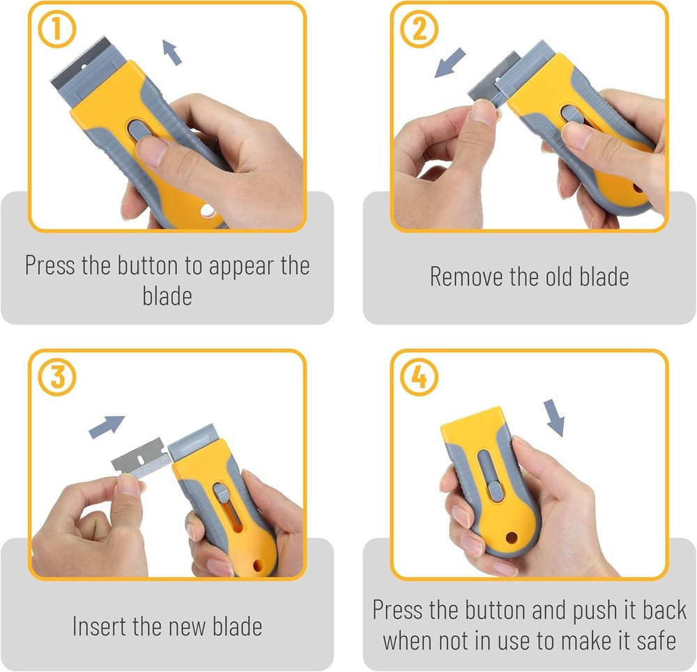 Bates- Razor Blade Scraper Set, 2 Pack, 1.5" & 4" Razor Scraper Tool with 20 Ext