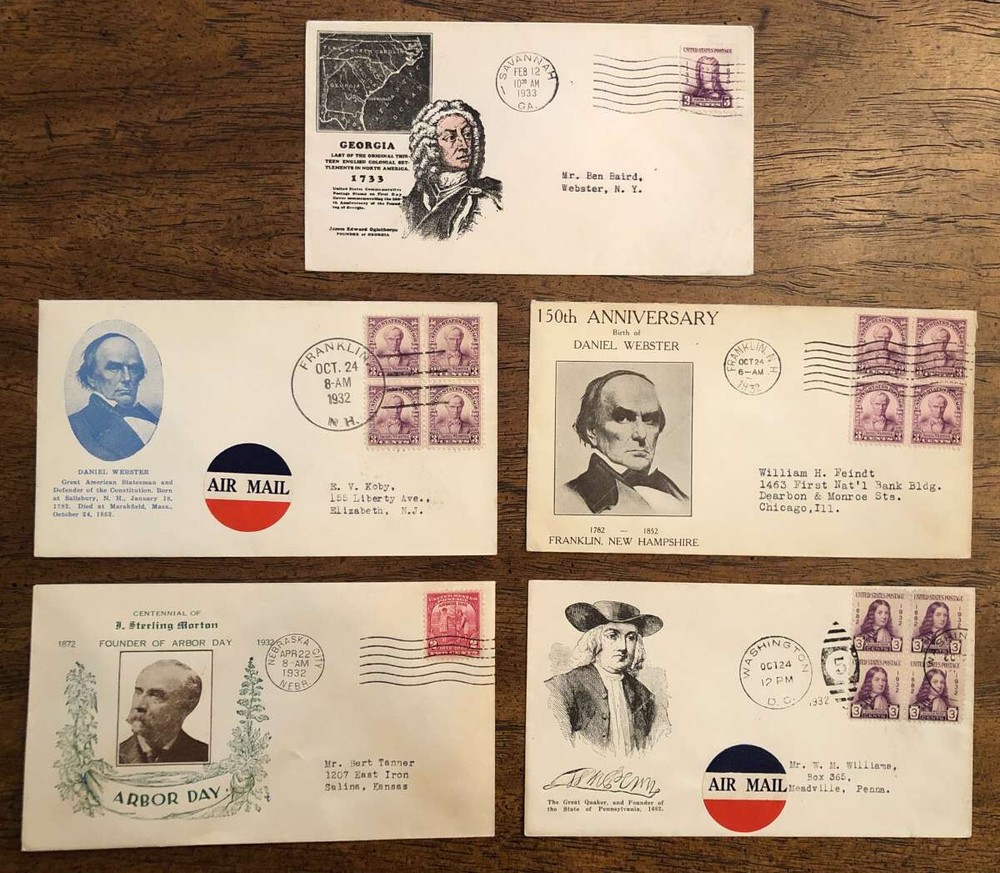 E3909: US #717, 724, 725 (2), 726 on (5) FDC, Cacheted!