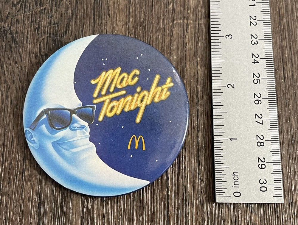 VINTAGE MCDONALD'S MAC TONIGHT PINBACK 3" BUTTON PIN