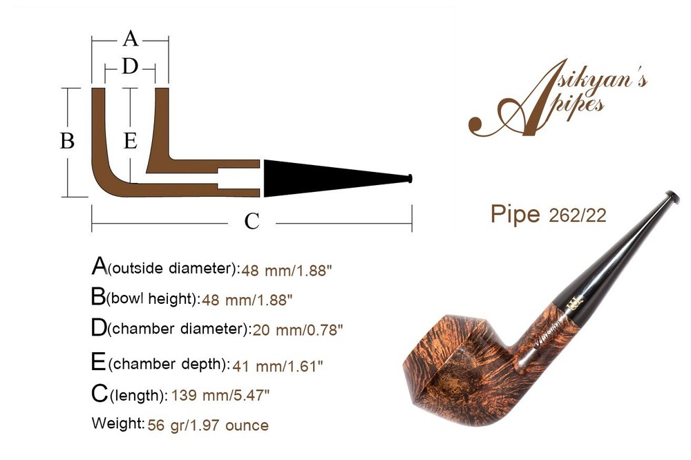 Asikyan Pipe #262/22 Rhodesian Smooth Hand Made