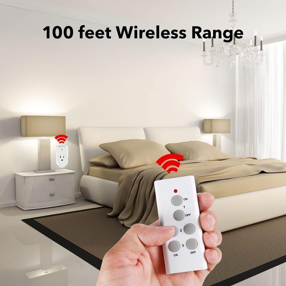 Wireless Remote Control Outlet for Appliances - 100ft Range, & Certified