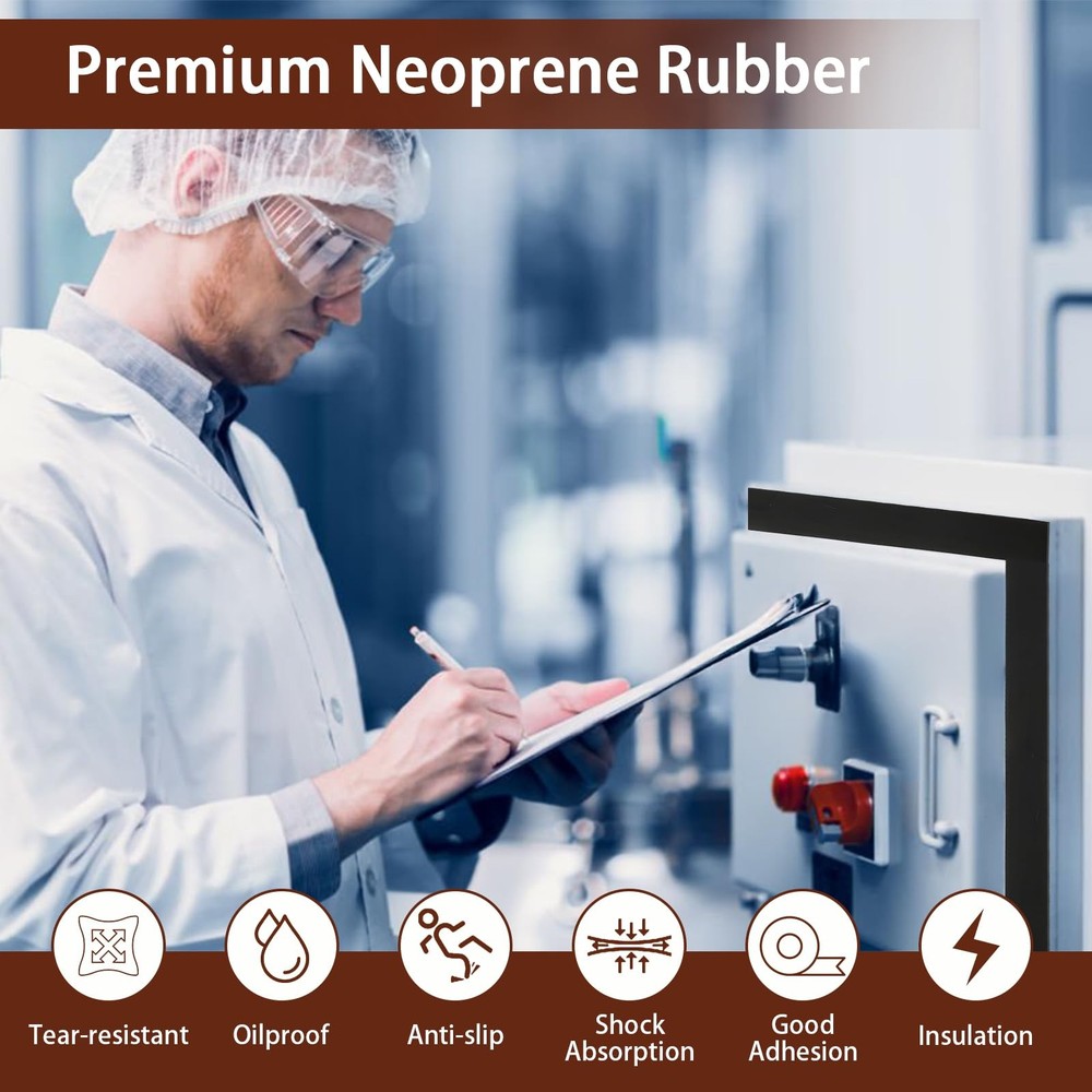 Neoprene Rubber Strips 1" Wide X 1/8" Thick X 115" Long Adhesive Solid Rubber...