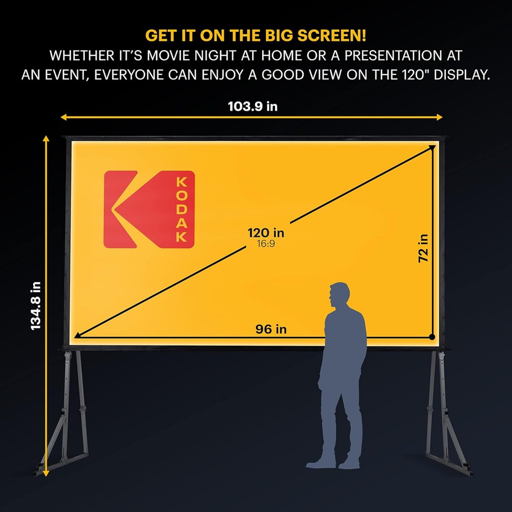 Kodak Portable Projection Screen 120” with Foldable Legs and Front Projection