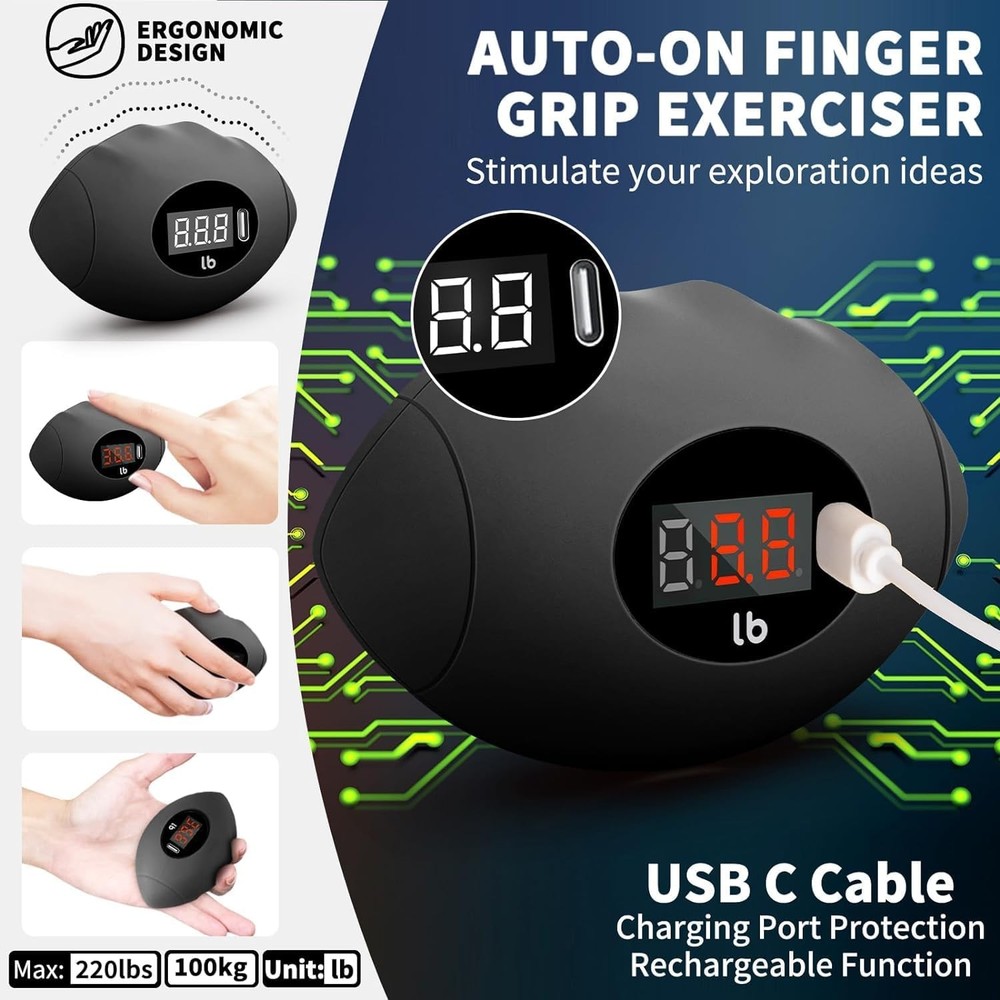 Hand grip trainer, rechargeable digital grip trainer