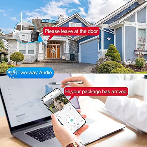 3MP WiFi Security Camera System with Floodlight Without Hard Drive, 2K White