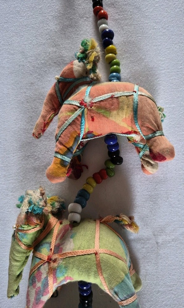Handmade Indian Elephant String 40" Hanging Decoration Rajasthani Boho Wall