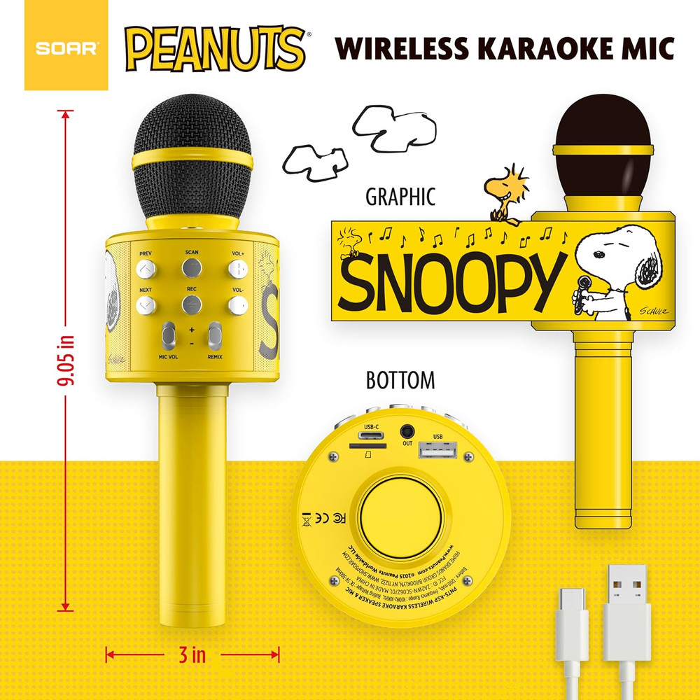 Peanuts Wireless Karaoke Microphone Yellow