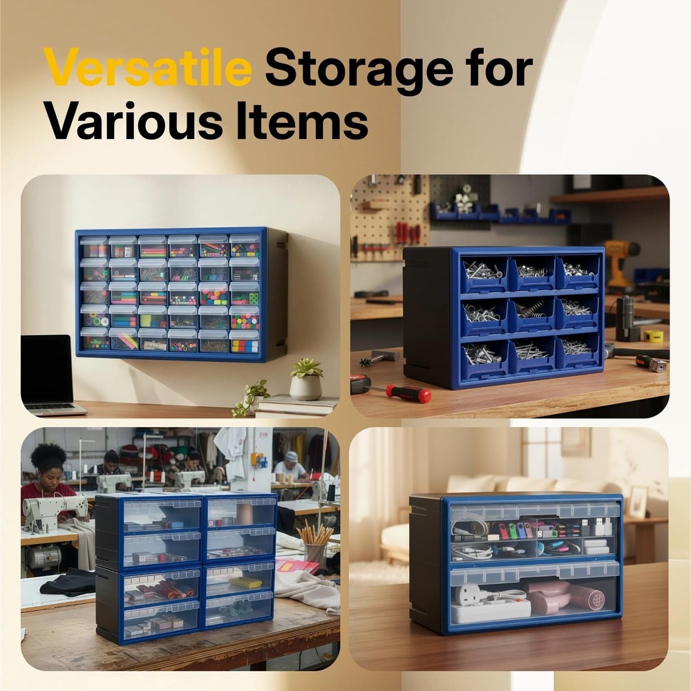 NORTHSKY 30-Drawer Plastic Storage Drawers, Small Parts Organizer, Stackable ...