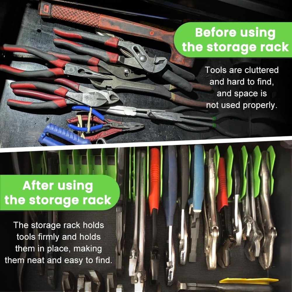 Pliers Organizer Rack 2 Pack 10-Slot Tool Holder Plastic Drawer Toolbox Storage