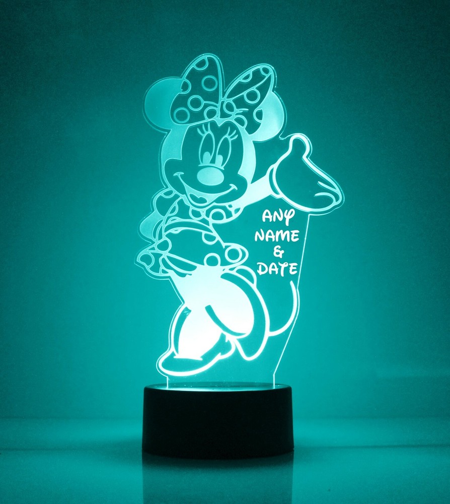 Minnie Mouse Personalized FREE LED Night Light Lamp with Remote Control Light