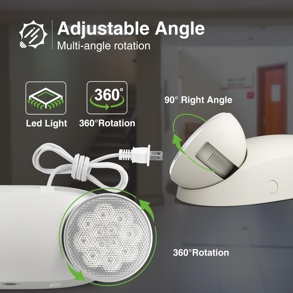 4 Pack LED Emergency Exit Light Adjustable 2 Head With Battery Back-up for HOME