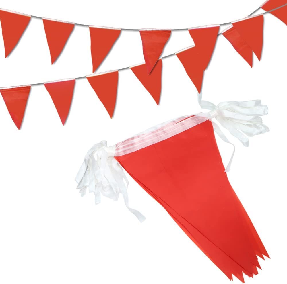 36 Feet Solid Red Pennant Banner - 30Pcs Red Bunting Flags String Decorations