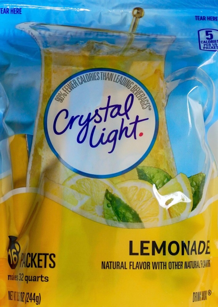 2 PACK Crystal Light LEMONADE Drink 16 Pitcher Packets , (32 Packets Total)