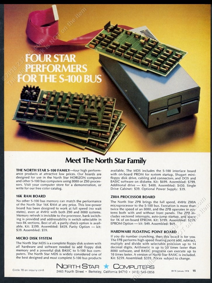 1978 North Star NorthStar S-100 computer Z80A processor photo vintage print ad