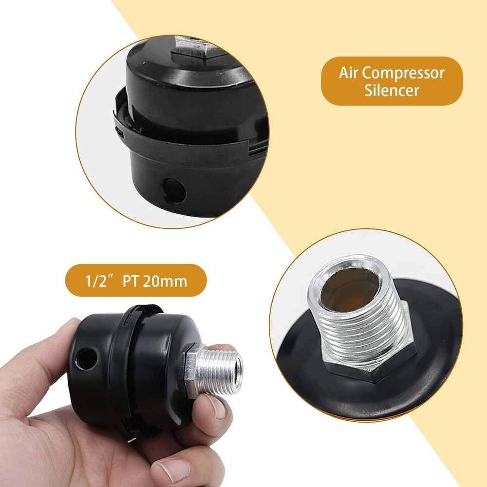 Compressor Silencer with Replacement Elements,1/2"Thread Air Compressor Intak...