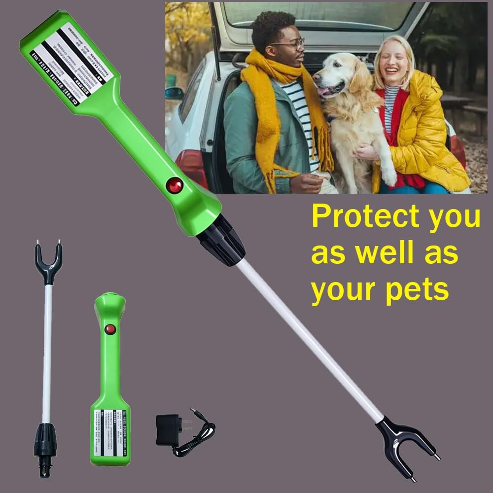 Rechargeable Cattle prod with LED Light, for self-Defense, Green