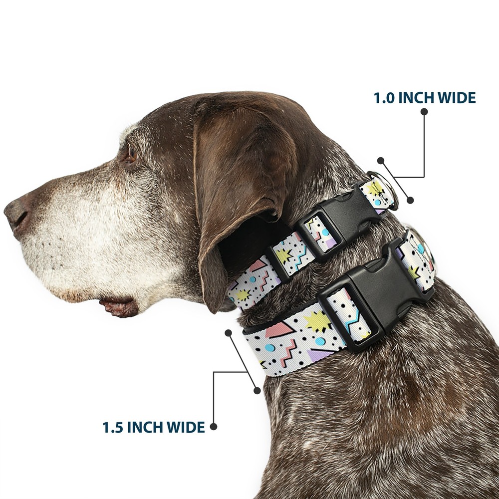 Plastic Clip Collar 90s Nineties Grid Pattern Gray/Multi Pastel Large 15-24"