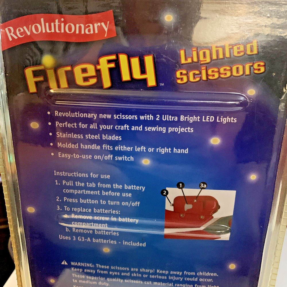 Lighted Firefly Scissors Craft Sewing Ultra Bright LED Lights
