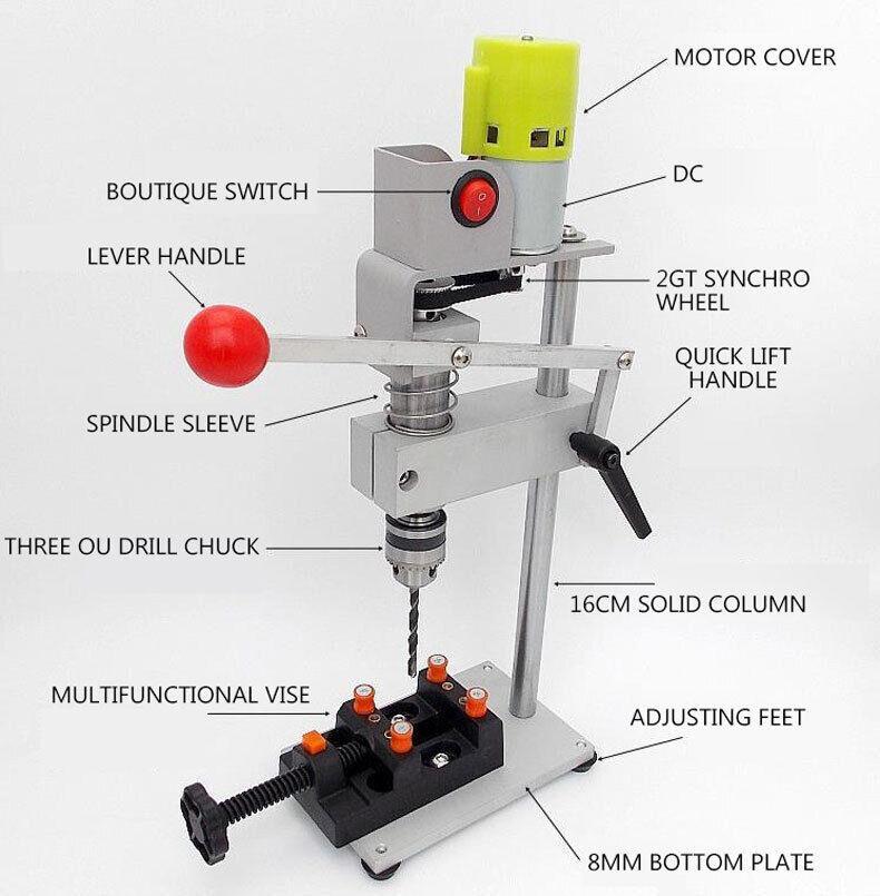 Mini Bench Drill Tool High Precision Portable Bench Woodworking Drilling Machine