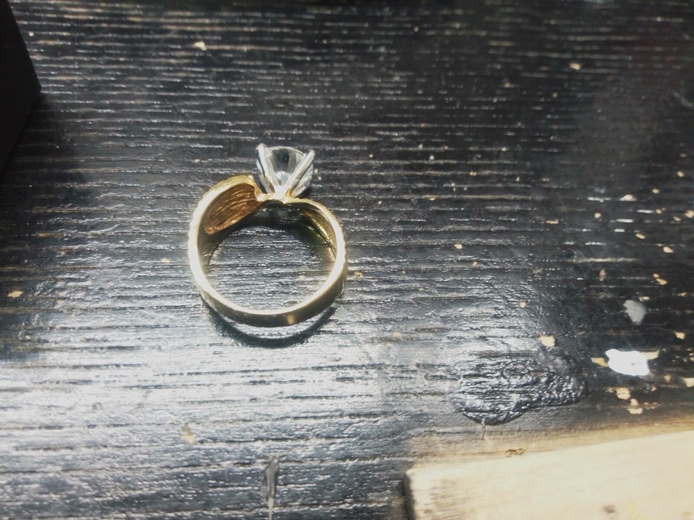 Gold Plated Clear CZ Solitaire  Ring Size 8