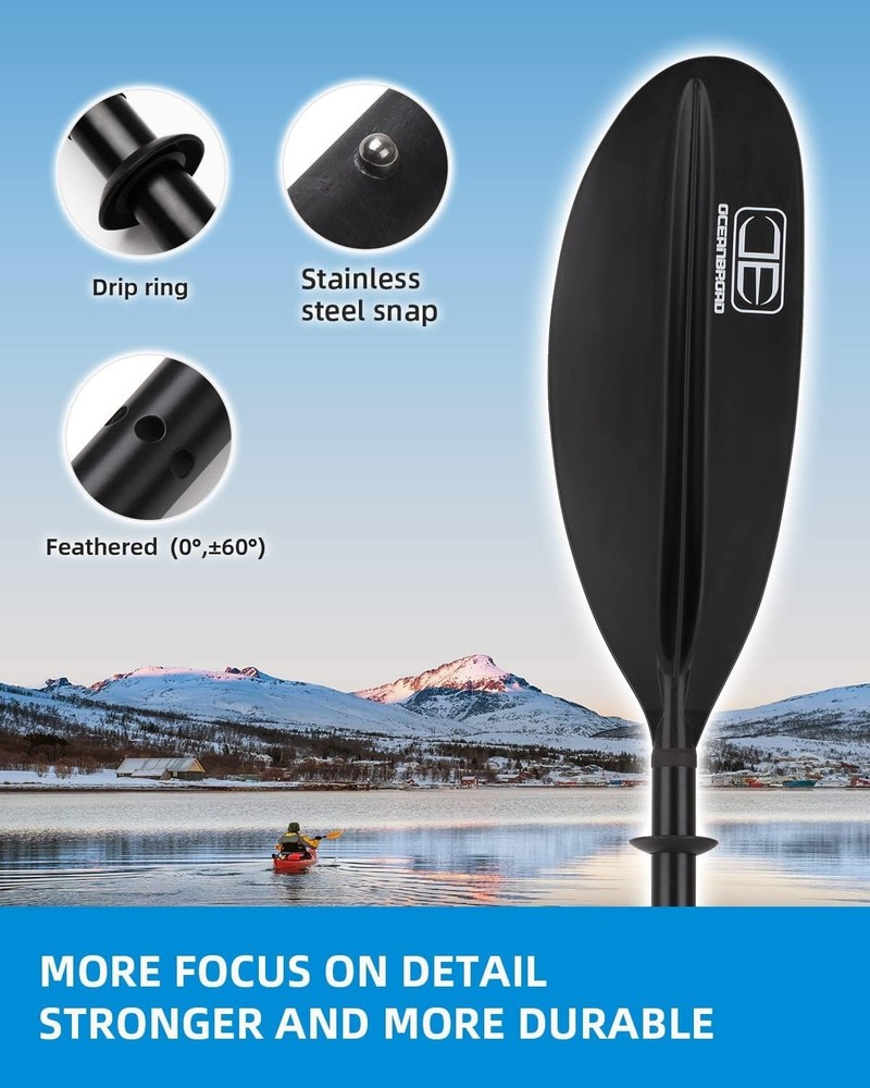 Lightweight 90.5in Kayak Paddle with User-Friendly Grip & 3 Angle Lock Positions