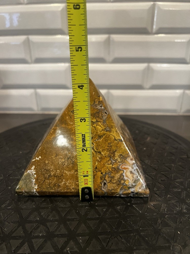 Gorgeous Agate Pyramid With Moss. Heavy Solid Crystal!