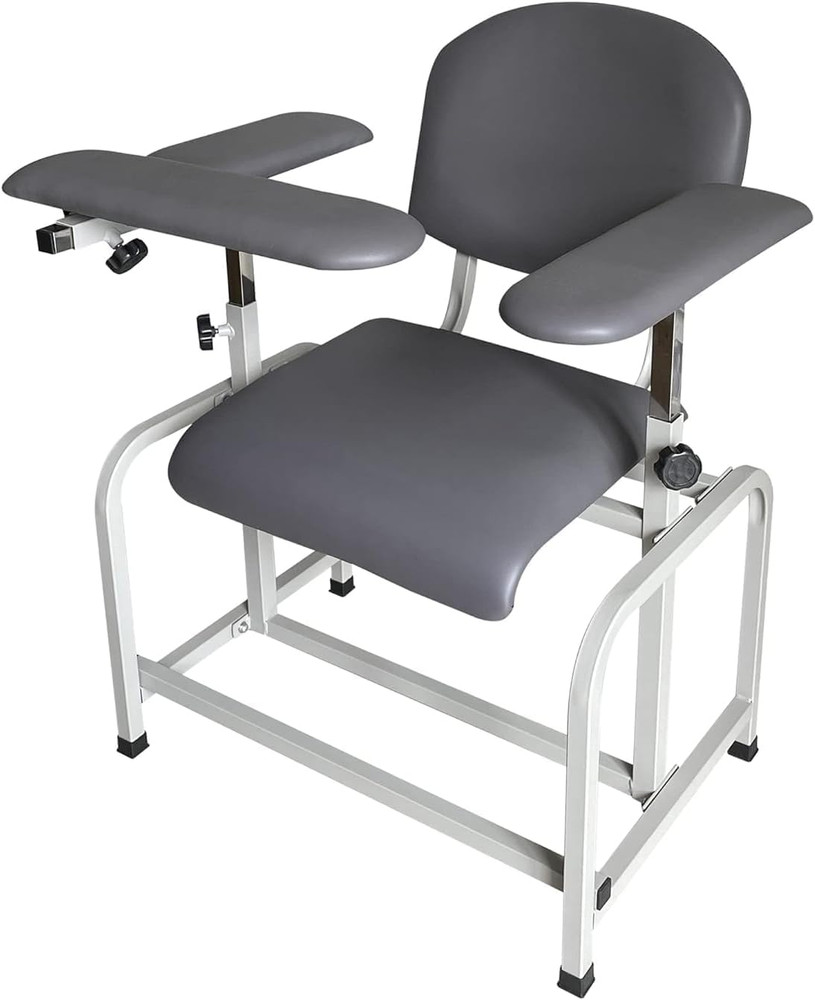 Comfortable Phlebotomy Chair with Adjustable Armrest - Grey