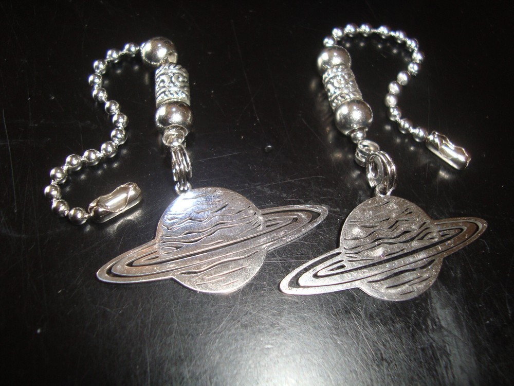 Pair Metal Planet Ceiling Fan Pull Chains – Decorative Light/Lamp Pulls