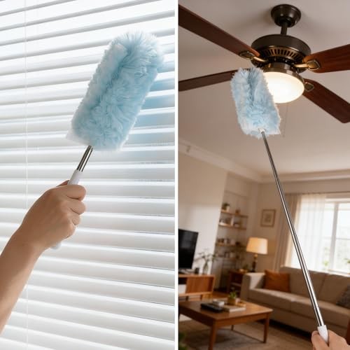 30 Count Duster Refill kit, Duster for Cleaning with Extension Pole, Blue