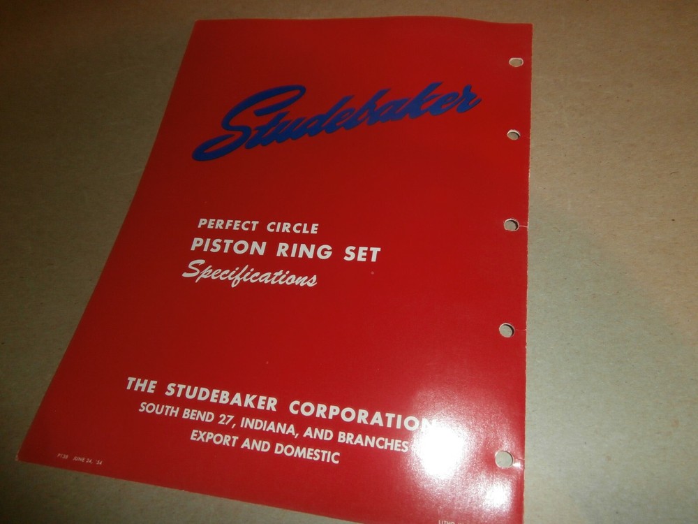 1954 Studebaker Dealer Pamphlet Brochure Perfect Circle Piston Ring Set