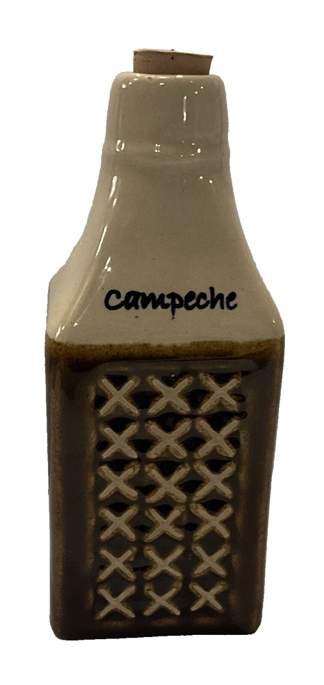 6.75 Inch Cork Topped Campeche Bottle EMPTY Stoneware