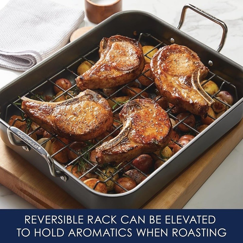 Nonstick Roasting Pan W/ Reversible Rack Turkey Beef Chicken Lasagna Casseroles