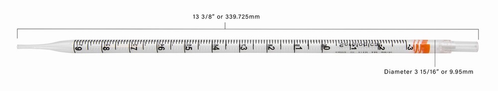 Pipette Serological, 10ml Capacity by 0.1ml, Plastic, Sterile, Color Coded. Pack