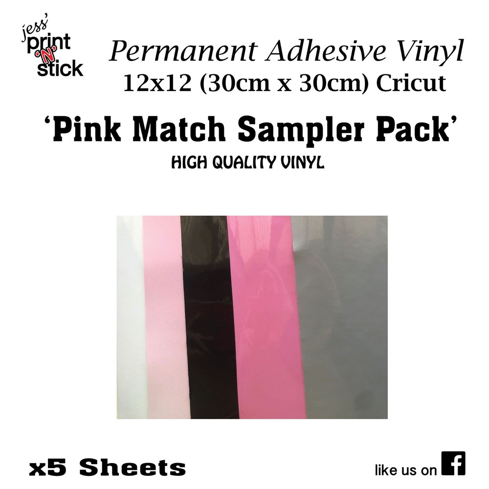 Permanent Adhesive Vinyl - Pink Match Sampler Pack 12x12 Cricut