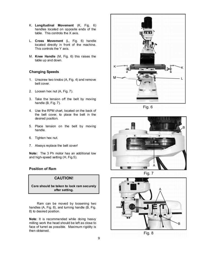 Jet JVM-836 Milling Machine Operators Manual *207