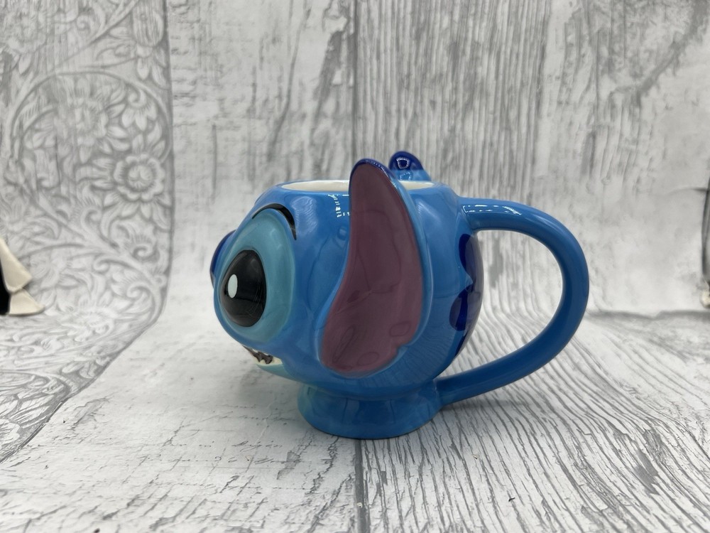 Disney Lilo & Stitch Shaped Blue Ceramic Tea Coffee Mug 3D Face