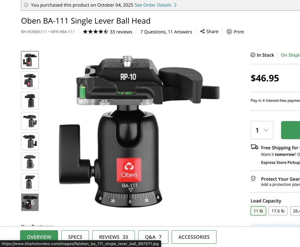 Oben tripod ball head