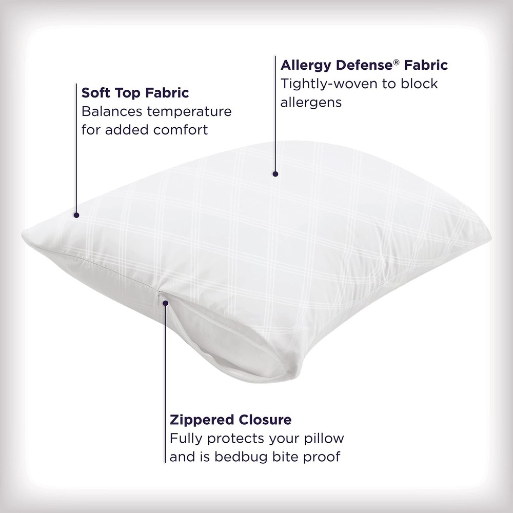 Set of 4 Standard/Queen AllerEase Pillow Protectors - Temperature Balancing, ...