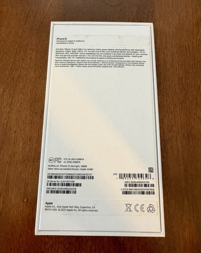 Apple iPhone 13 Starlight 128GB EMPTY BOX ONLY