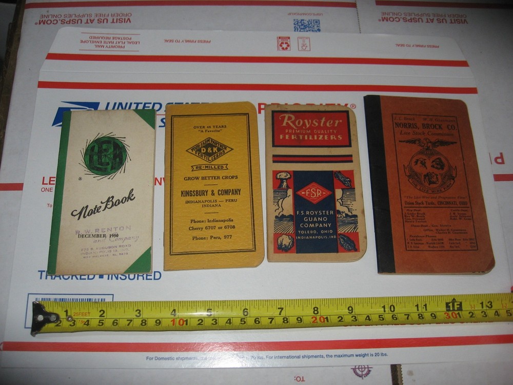 1940's, 1950's feed and seed memo noteboks