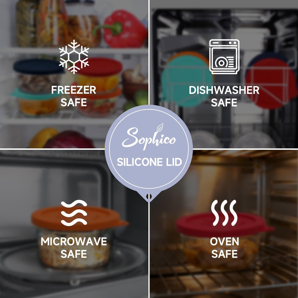 Sophico 4 Cup Round Silicone Storage Cover Lids Replacement navy blue-2 pack