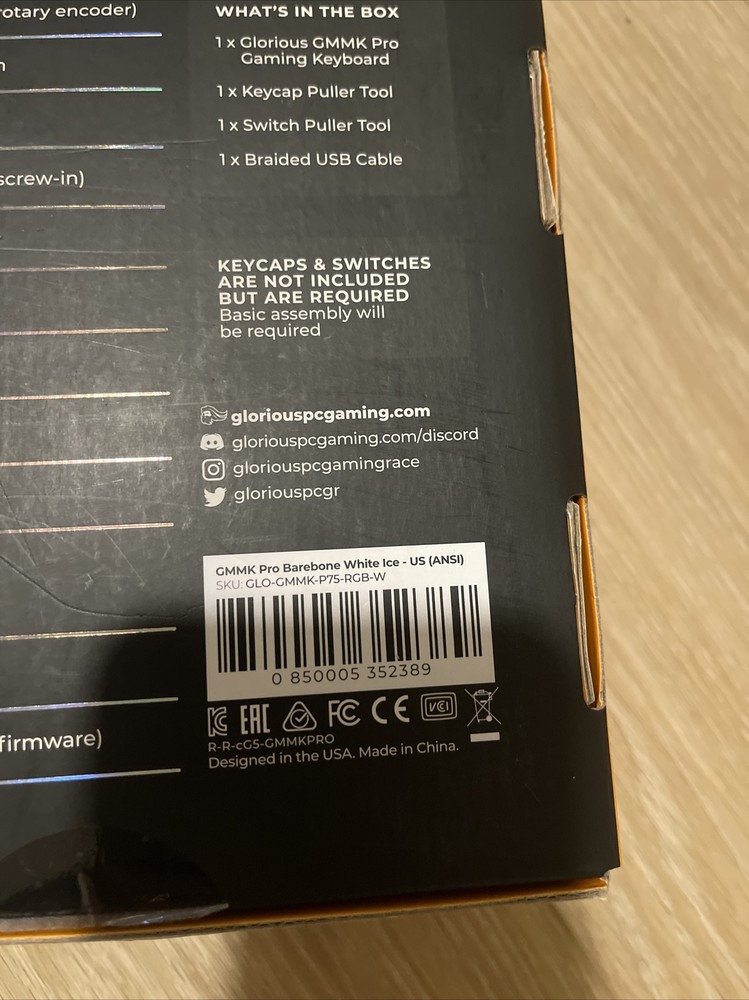 Glorious GMMK Pro Barebone White Ice - US (ANSI) See Description