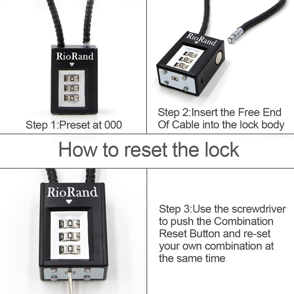 3-Digit Combination Trigger Lock with 15-Inch Gun Cable Security Lock