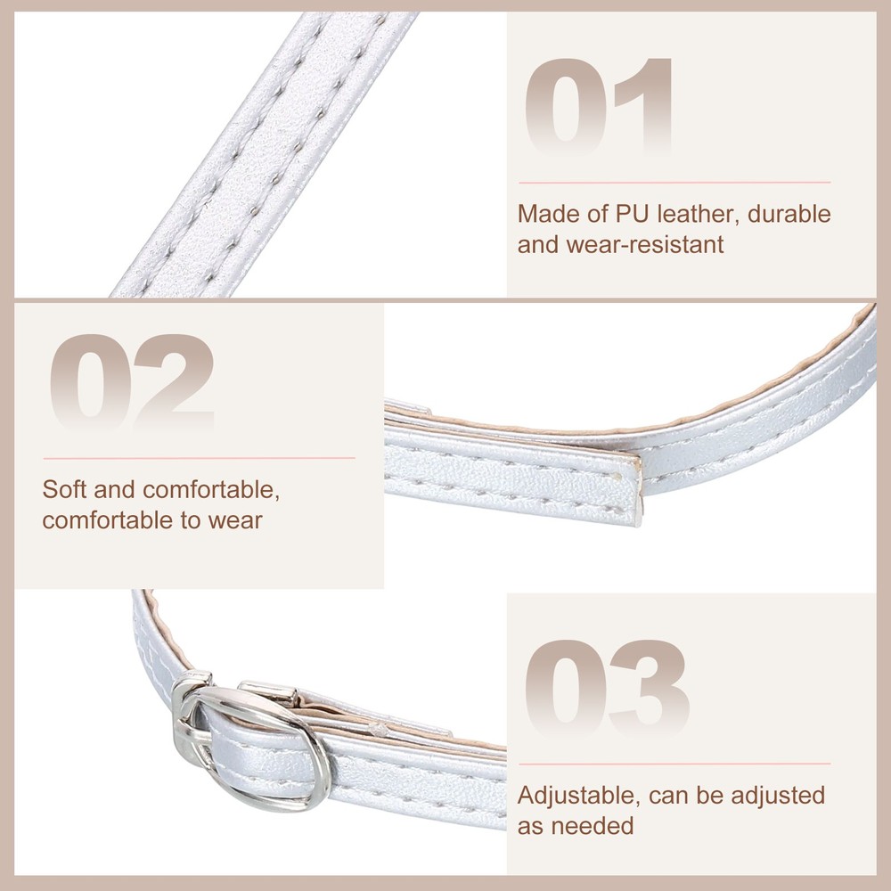 3 Pair Replacement Ankle Strap for Heels Leather Shoe Band, Silver